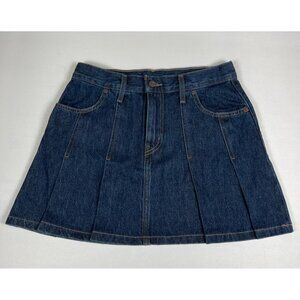 Levi's Women 26 Medium Wash Blue Denim Button Fly A-Line Mini Skirt